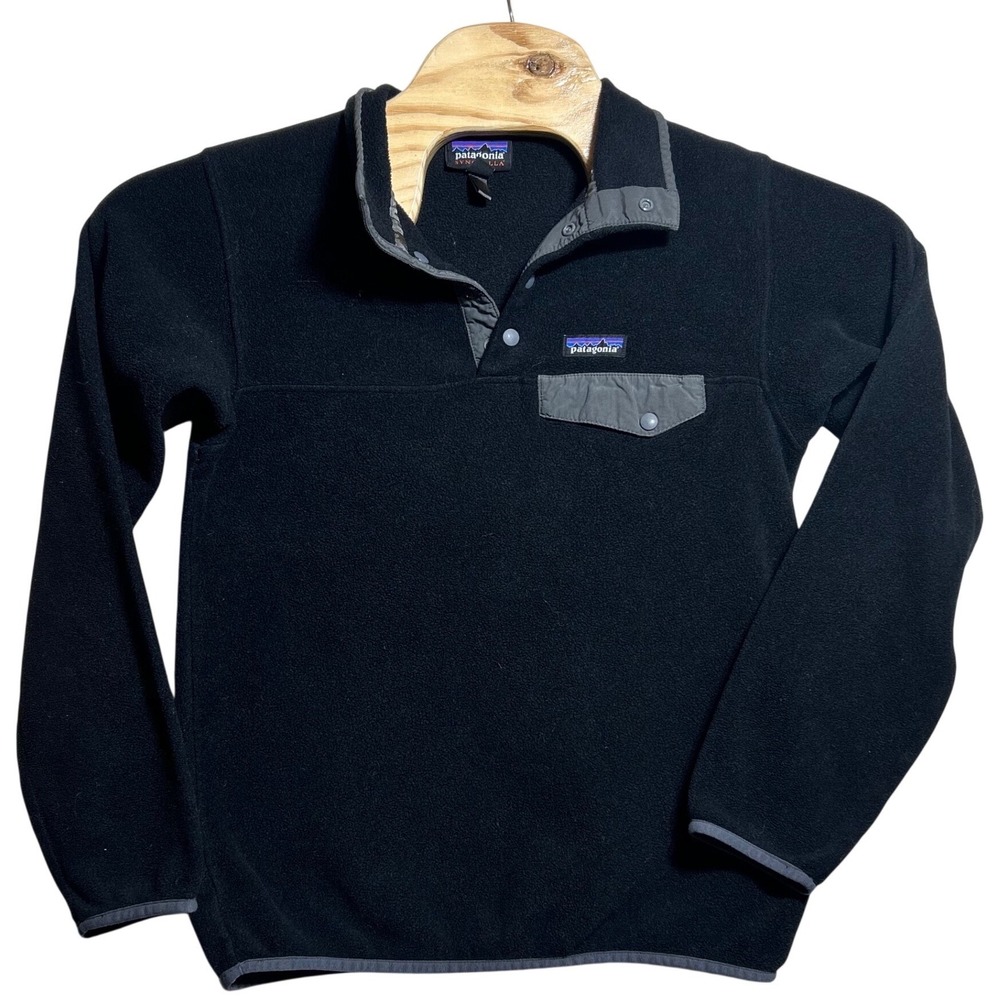 Patagonia Synchilla Snap-T Fleece Pullover Black Grey Small